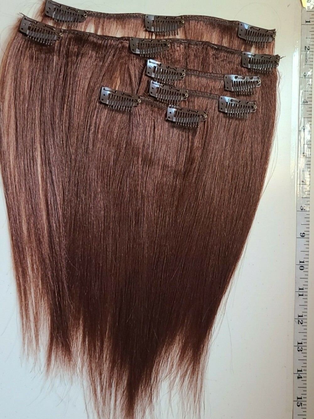 Reddish Brown Women's Hair Extension - Natural HAIR 10 Inch 5 Pc Clip In SET